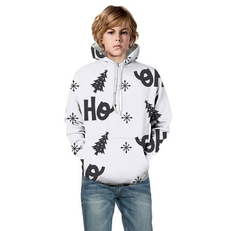 

Baby Boys Sweatshirts Fall Winter Xmas Hooded Unisex Sweatshirt Christmas Printed Pullover Hoodie With Pocket Novelty Party Holiday Tops For Child