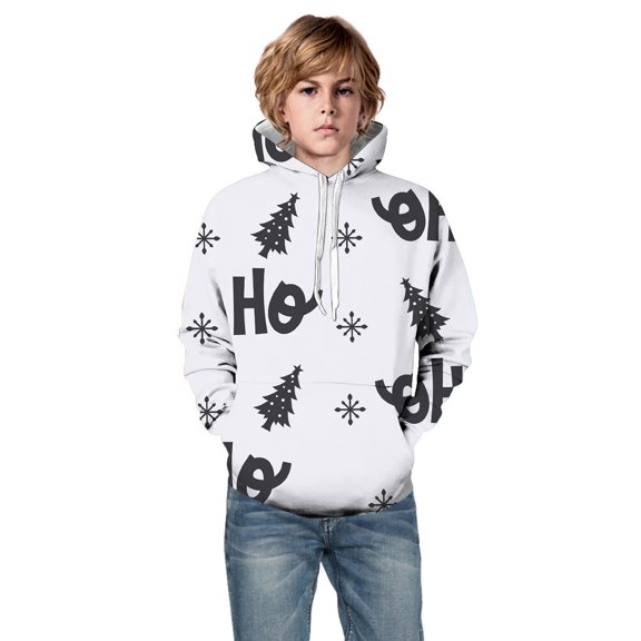 Christmas Boys Hoodies Sweatshirts Little Boys Girls Kids Hooded Unisex Sweatshirt 3D Christmas Printed Pullover Hoodie For Girls Boys With Pocket 3 Years-4 Years