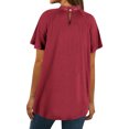 thumbnail image 3 of Women Cutout Crochet Spliced Keyhole Back Mock Neck Solid Color Tops, 3 of 7
