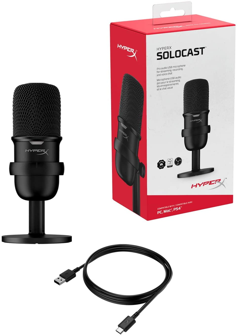 Hyperx Solocast Usb Condenser Gaming Microphone For Pc Ps4 And Mac Tap To Mute Sensor Cardioid Polar Pattern Gaming Streaming Podcasts Twitch Youtube Discord Walmart Com