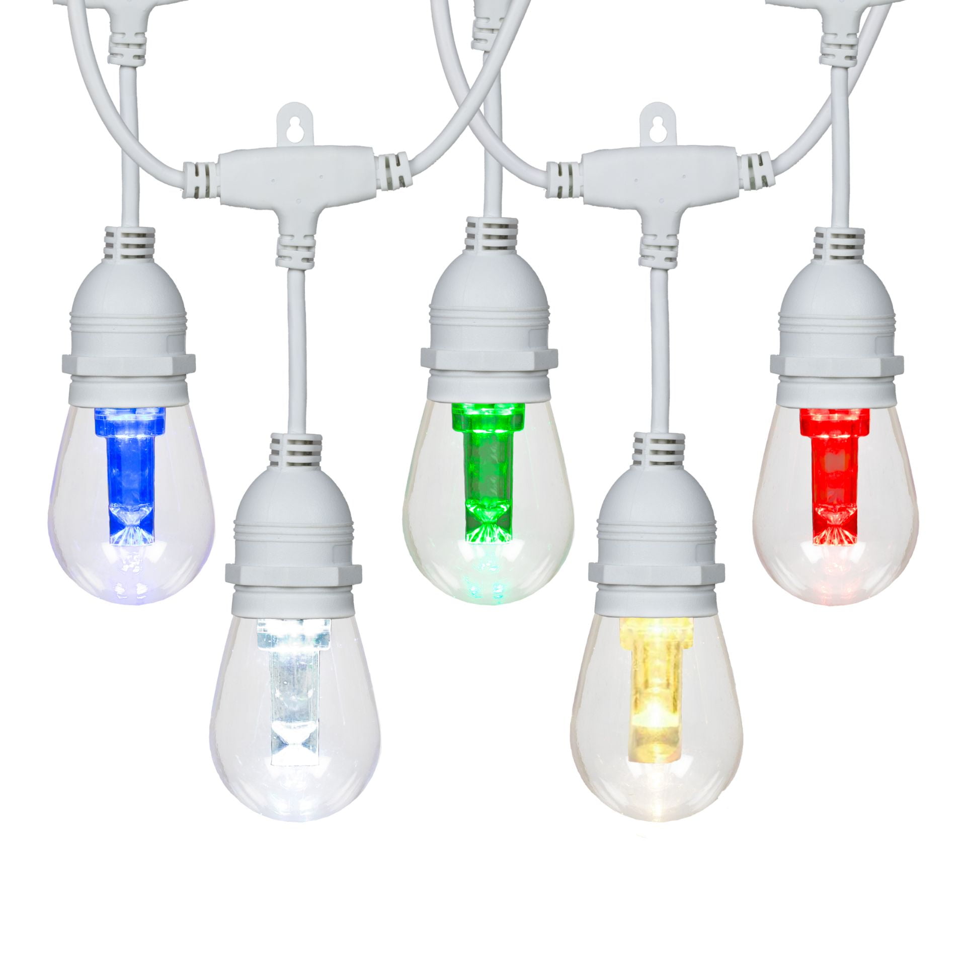 Novelty Lights 24 Feet S14 LED RGB+WW Color Changing Outdoor String Light Set (White Wire)
