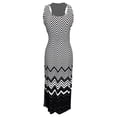 thumbnail image 2 of Womens Boho Maxi Striped Chevron Print Scoop Neck Tank Dress (Grey, XL), 2 of 4