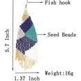 thumbnail image 3 of Long Beaded Dangle Earrings u2013 Boho Native Handmade Seed Bead Tassel Earrings For Women And Girls, Mian Large Statement Beaded Drop Fri------Prod, 3 of 5