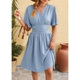 thumbnail image 2 of Women'S Dress 2025 Summer Deep V Neck Elegant Ruffle Mini Dress Waist Dresses Blue XL, 2 of 8