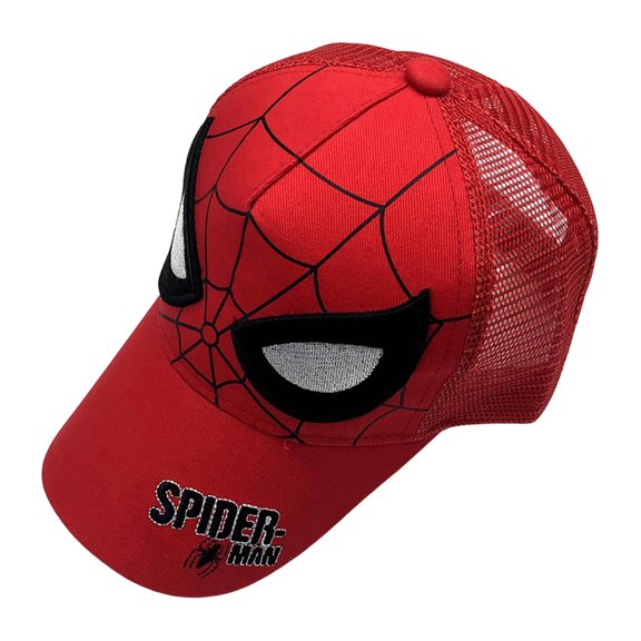 Boys Spider Hero Mesh Baseball Cap Cartoon 3D Plush Figure Top Sunshade Trucker Hat Travel Park School Outdoor Daily Casual Accessories