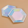 thumbnail image 3 of FRCOLOR 8pcs Iridescent Disposable Paper Plates for Party Use Premium Paper Multi Color Hexagon Plates 8 Inches, 3 of 8
