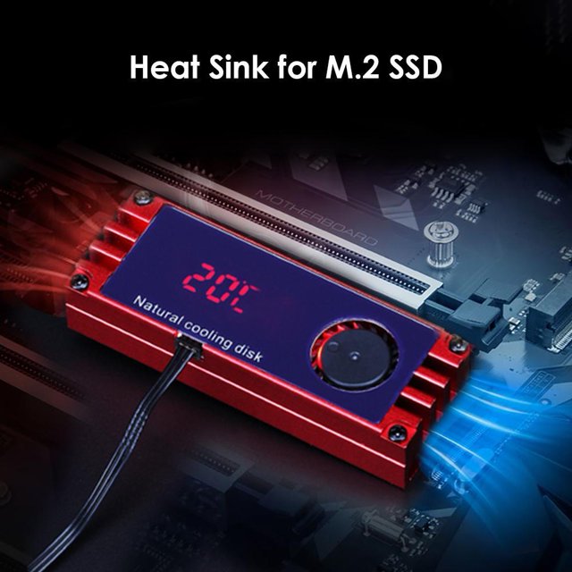 Enfriador de SSD Enfriador de disipador de calor NGFF M.2 SSD con pantalla de temperatura digital de ventilador de enfriamiento turbo JShteea Nuevo