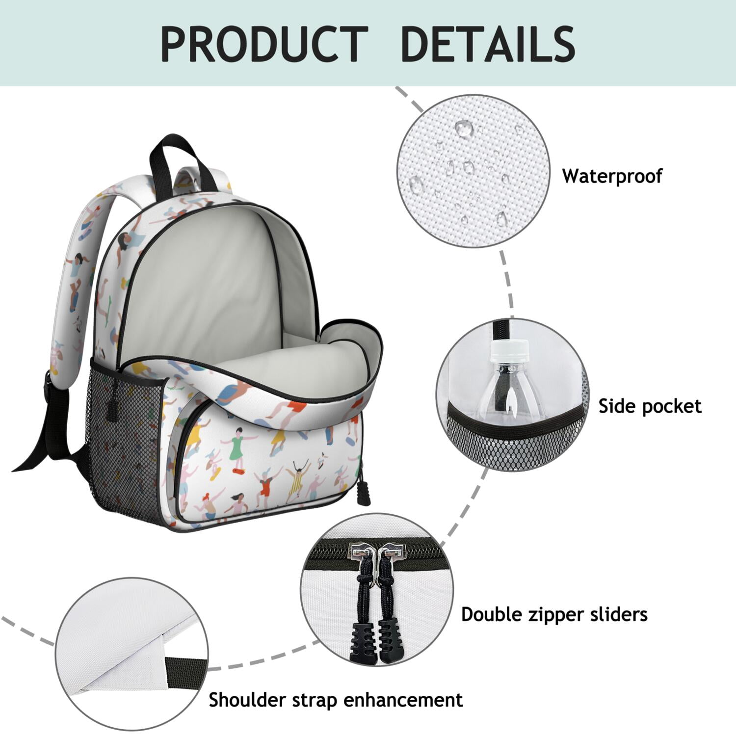 Waterproof Backpack for Students - Durable, Adjustable with Team Prints for Baseball, Football, and Soccer