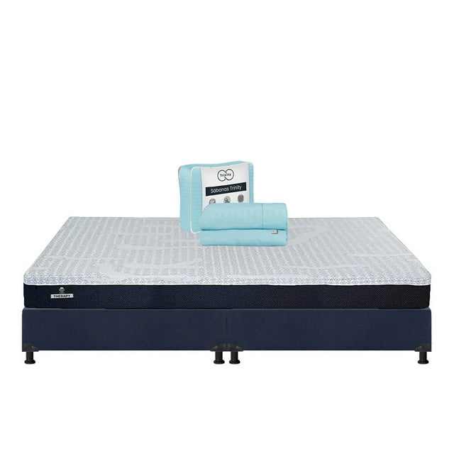 Colchón King Size Therapy Spring Air + Box + Juego de Sábanas Trinity