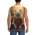 Qekee Sunshine Flower Meditating Cat print Men's Tank Top Sleeveless