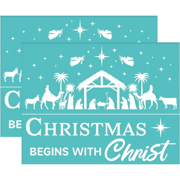 2pcs Self-Adhesive Silk Screen Printing Stencils Christmas Theme Mesh Transfers Stencil Washable Reusable Silkscreen Stencil for Printing on Wood T-Shirts Canvas Fabric - 28x22cm/11x8.5 inch