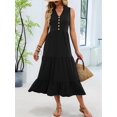 thumbnail image 6 of Womens Summer Maxi Dresses Flowy V Neck Sleeveless Swing Casual Beach Sundress with Pockets Black XXL, 6 of 9