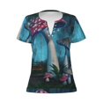 thumbnail image 3 of Naloa Fantasy Mushrooms Print T-Shirts Short Sleeve V Neck Tees for Women Fashion Tops Trendy Lightweight Soft Casual Summer Outfits Clothes, 3 of 5
