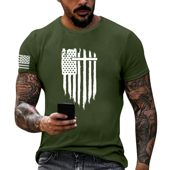 Yiaimeir Summer Men's Popular T-shirt Printed Round Neck Short Sleeve T-shirt Streetwear,Size M-3XL