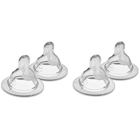 Tétines pour biberon MAM, tétine à débit lent niveau 1 (ensemble de quatre), pour nouveau-nés et bébés plus vieux, tétines en silicone SkinSoft pour biberons de bébé, convient à tous les biberons