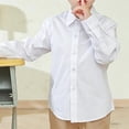 thumbnail image 5 of Riecok Boys School Uniform Shirts Lapel Collared Solid Button up Blouse Cotton Long Sleeve Fall Dress Tops, 5 of 9