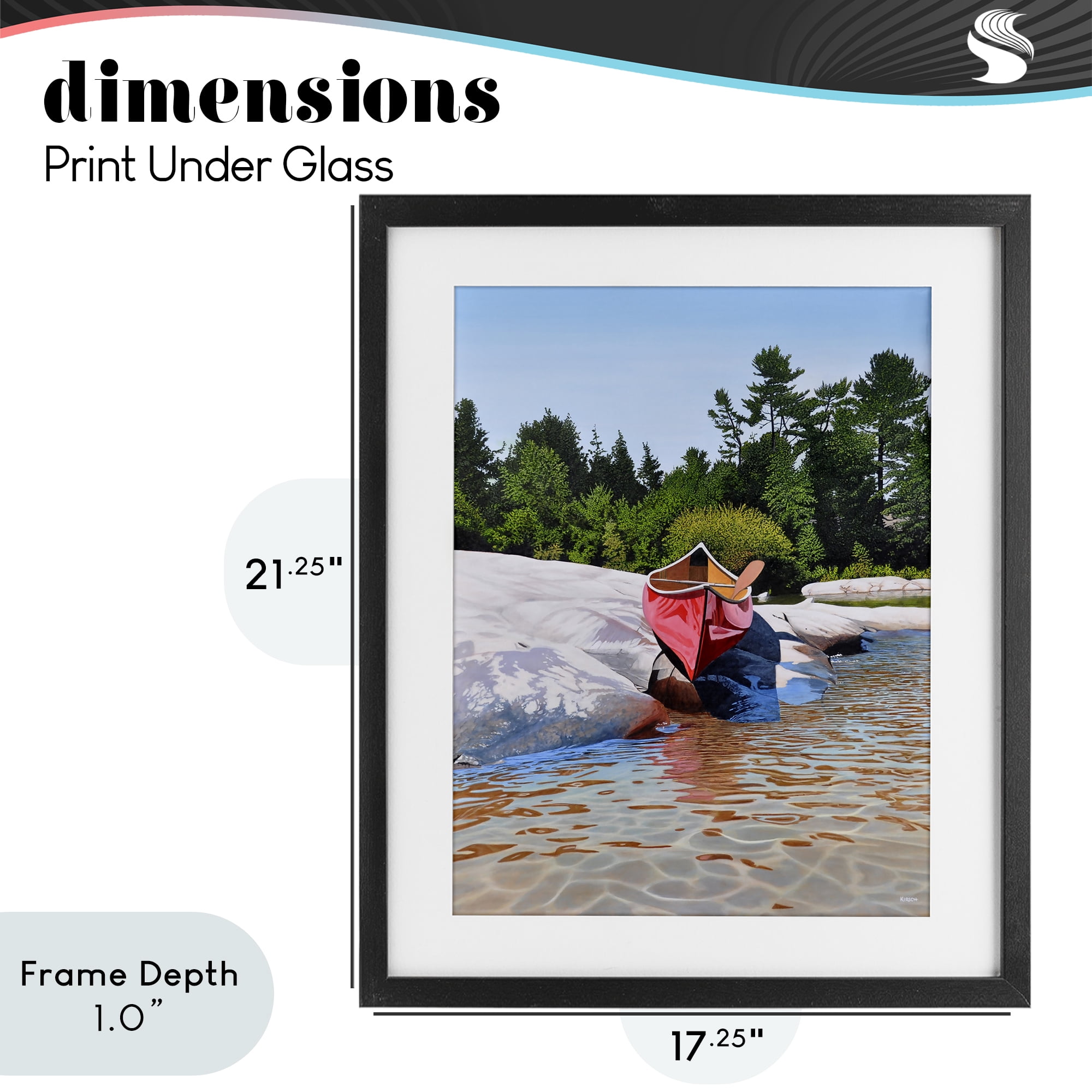 Stupell Industries Canoe at Water's Edge Black Framed Print Under Glass, design by Kenneth M Kirsch