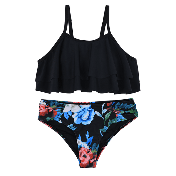 Hilor Girl's Bikini Set Flounce Two Piece Swimsuits Kids Bathing Suits