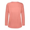 thumbnail image 4 of WEAIXIMIUNG Custom T Shirts with Photo Women's Casual Solid Color Long Sleeve U Neck Button T Shirt Top, 4 of 4