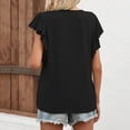 thumbnail image 2 of Gibobby Camiseta de Manga Corta con Cuello en V Las la moda del verano rematan la camiseta ocasional del color sólido las mangas la colmena del cuello en V(Negro,G), 2 of 5