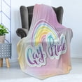 thumbnail image 4 of Pride Soft Flannel Fleece Throw Blanket, Gay Pride Text As Clouds with Rainbow Colorful Pastel Tones Blurred Background, Cozy Plush for Indoor and Outdoor Use, 50" x 70", Multicolor, by Ambesonne, 4 of 5