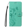 thumbnail image 3 of TECH CIRCLE Wallet Case For Galaxy S20, Emboss Flower Premium PU Leather Magnetic Card Slots Flip Protective Kickstand Case with Wrist Strap for Samsung Galaxy S20 5G 6.2" 2020,Green, 3 of 8