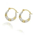thumbnail image 2 of JewelStop 14K Yellow White Gold Round Tubular Hoop Earrings, 2 of 5