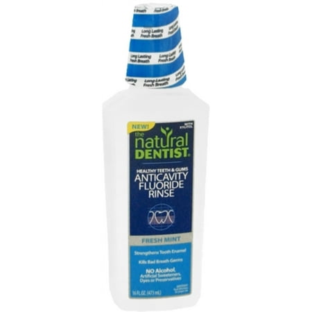 THE NATURAL DENTIST Dents saines anticarie Fluoride Rincer la menthe fraîche 16,90 oz (pack de 2)