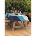 thumbnail image 3 of Outdoor Tablecloth with Umbrella Hole for Patio/Picnic/Party/Camping, Blue Black Geometric Waterproof Table Cloth Rectangle Table Cover Washable, Modern Abstract Lines Color Blocks (54"x 80"), 3 of 8
