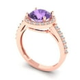 thumbnail image 2 of Halo Engagement Ring for Women - 1.86ct Simulated Alexandrite in 18K Rose Gold Promise Ring, 2 of 6