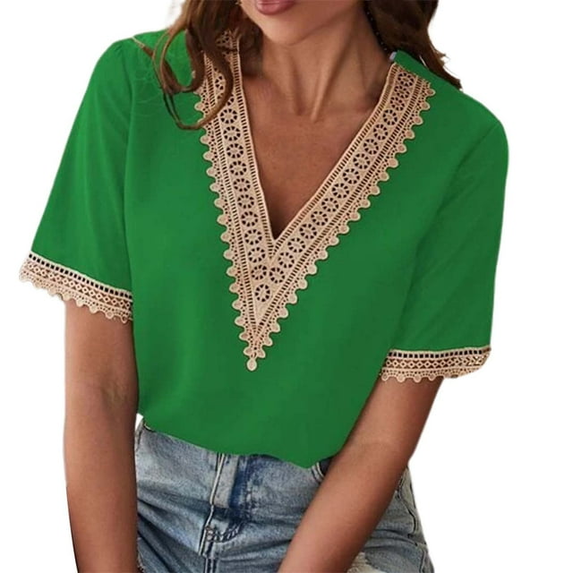 Cathalem Womens Tops Summer Double Lined Slim Fit T Shirts Basic Tee Smoke Cloud Pro Collection,Green S