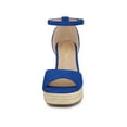 thumbnail image 6 of BLISSFUL STEP Women's Shoes Espadrille Platform Open Toe Ankle Strap Wedge Heels Sandals Dark Blue 8.5, 6 of 7