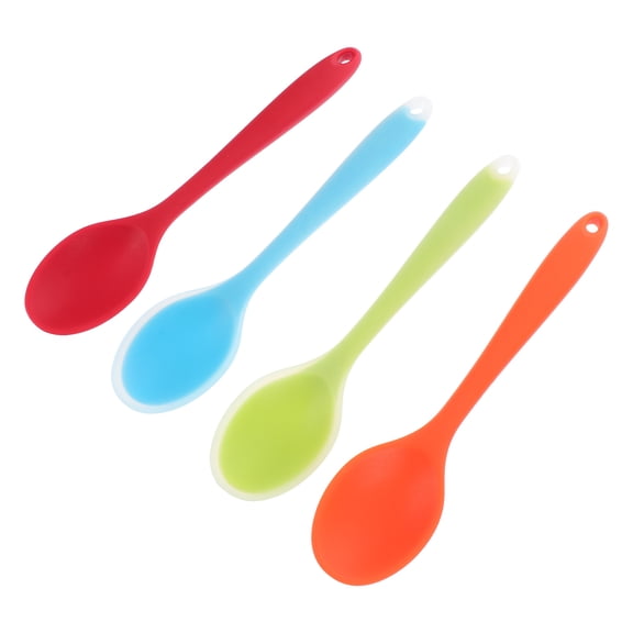 OUNONA Silicone Spoons Assorted Color Multipurpose for Home Use 4Pcs