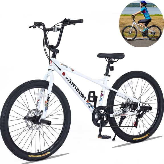 POVANLI 26 Inch BMX Bicycle for Adult, 14 Years, Disc Brakes, Steel Frame