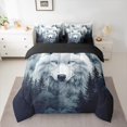 thumbnail image 2 of Homewish Jungle White Wolf Bedding Comforter Set 7pcs for Kids, Rustic Pine Tree Botanical Queen Bedding Sets, Woodland Animal Reversible Queen Sheet Sets, Super Cozy Room Decor, 2 of 7