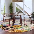 thumbnail image 3 of Spring Dog Round Area Rug 8Ft Washable Large Circle Rugs for Living Room Dorm, Rustic Watercolor Botanical Floral Sunflower Non-Slip Carpet Floor Mats Indoor Outdoor Carpet Runner Home Decor, 3 of 8