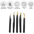 thumbnail image 4 of Pinzas para extensiones de pestañas con punta de fibra y agarre de diamante, juego de 5, color negro, 4 of 6