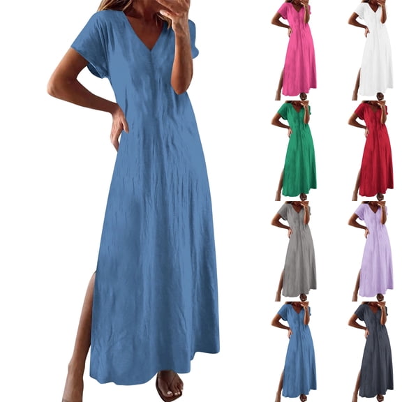 Women's Fashion Crewneck Loose Half Sleeve Comfort Solid Knee-length Dress Cocktail Dresses For Women Sundresses For Women Going Out Gifts For Women