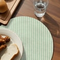 thumbnail image 3 of Sage Green Striped Round 15 Inch Placemats Set of 6, Modern Simple Farmhouse Beige HeatResistant Non Slip Place Mats for Dining Table, Wipeable Braided Kitchen Table Mats for Housewarming, 3 of 9