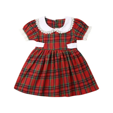

Xmas Toddler Baby Girl Christmas Romper Dress Bodysuit Plaid Outfit Clothes