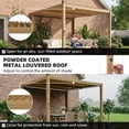thumbnail image 4 of Outsunny Louvered Pergola with Solar LED lights, 10' x 10' Outdoor Pergola Metal Patio Hardtop Gazebo with Metal Roof, Drainage Gutters, Nature Wood, 4 of 9