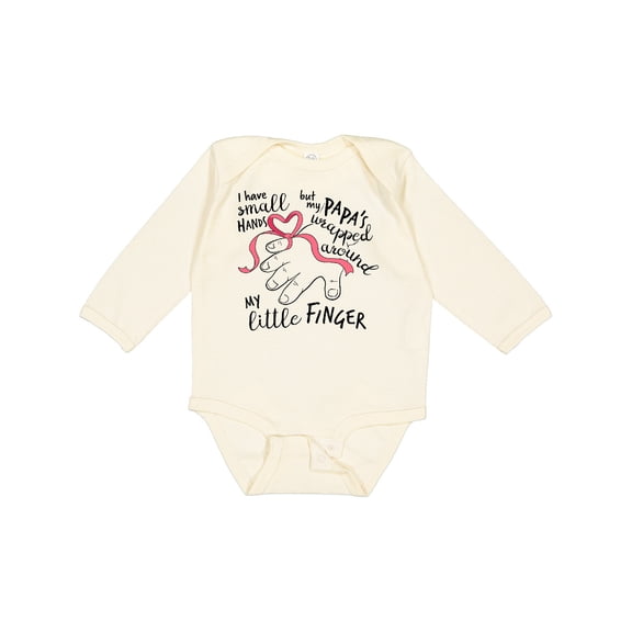 Inktastic I Have Small Hands, but My Papas Wrapped Around My Little Finger Boys or Girls Long Sleeve Baby Bodysuit