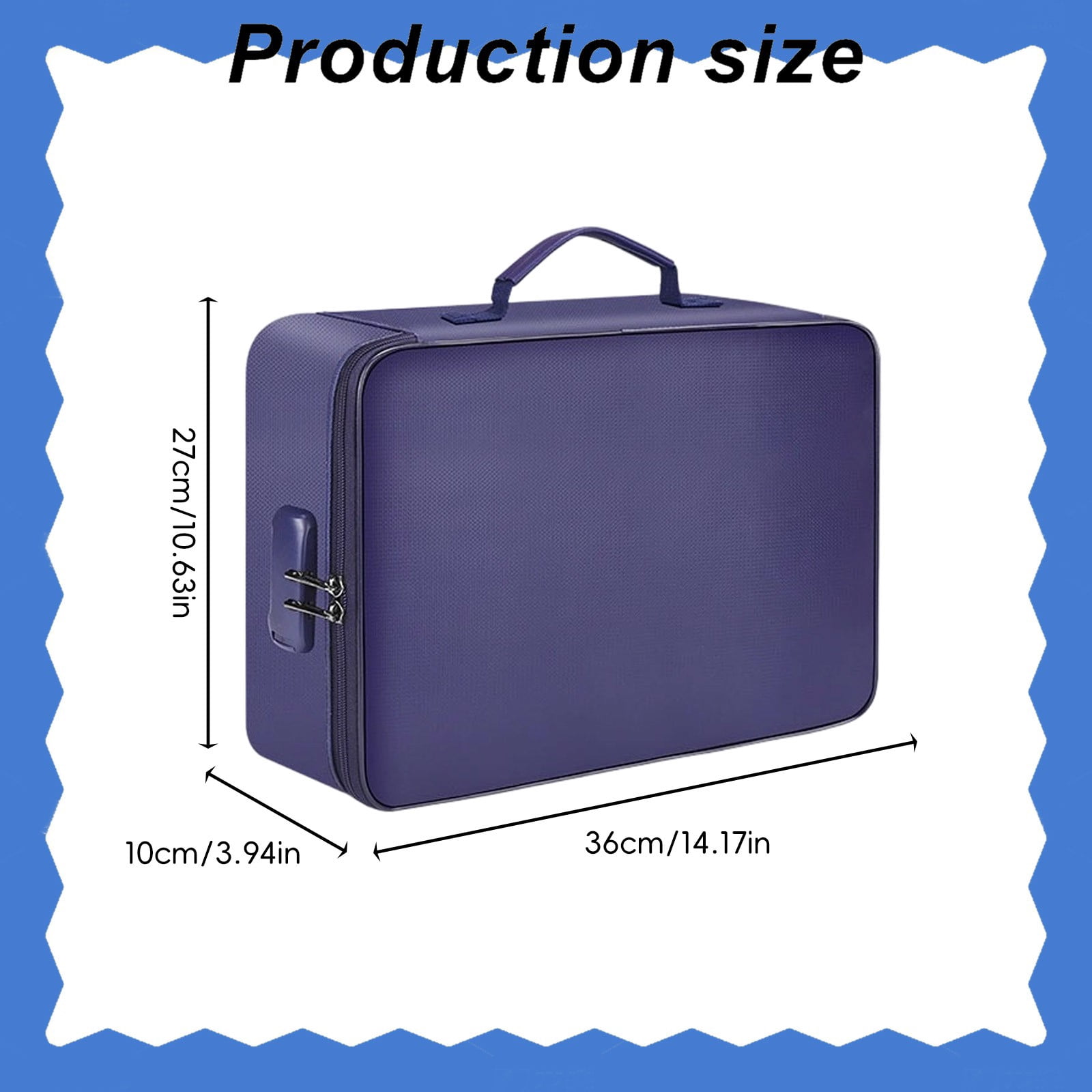 Fireproof Document Bag with Lock, 3-Layer Waterproof File Storage Case with Combination Lock, Portable Travel Organizer for Laptop Files Certificates And Passports Ciozy