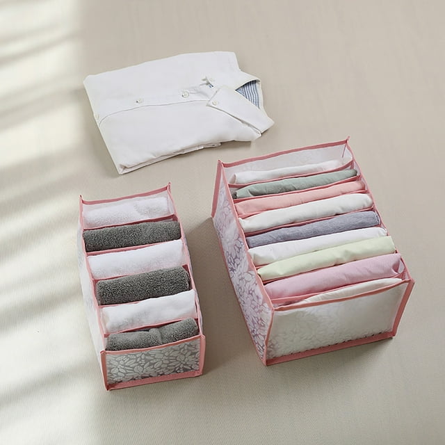 SDNall Storage Drawers Organizer, Foldable Storage Box, Underwear Drawer Organizer, Printed Mesh Drawer Storage Box for Underwear, Shirts, Leggings, Jeans