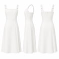 thumbnail image 2 of Alvantor Summer Dresses for Women, Sleeveless Square Neck Fit and Flare Midi Dress, Ivory, 2 of 8