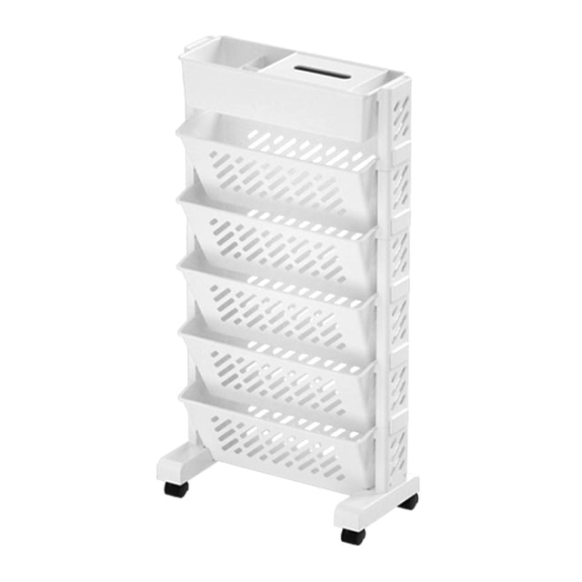 Étagère mobile de grande capacité, rotative, amovible, en plastique, pratique, à roulettes, 6 niveaux