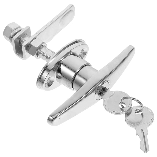 T Shaped Handle Lock Set for Barn Doors with Keys Locking Handle for Sliding and Garage Doors Replacement Garage Door Handle Lock