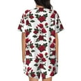 thumbnail image 3 of Naloa Rose Flowers Women's Short-Sleeved Pajama Set, Loungewear, Summer pajamas, Breathable Cozy - 4X-Large, 3 of 9