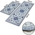thumbnail image 2 of Blue Boho Kitchen Mats for Floor 2 Piece, Cushioned Anti-Fatigue Kitchen Rugs, Memory Foam Kitchen Rugs and Mats Non Skid Waterproof, Blue Retro Floor Comfort Mat, 17'''' x 48'''' + 17'''' x 30'''', 2 of 6