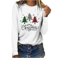 thumbnail image 2 of Cyber· Monday Under $5.00 Fayshow0 Ladies Merry Christmas Plaid Print Christmas Tree Casual Long Sleeve Round Neck Top T-Shirt, 2 of 7
